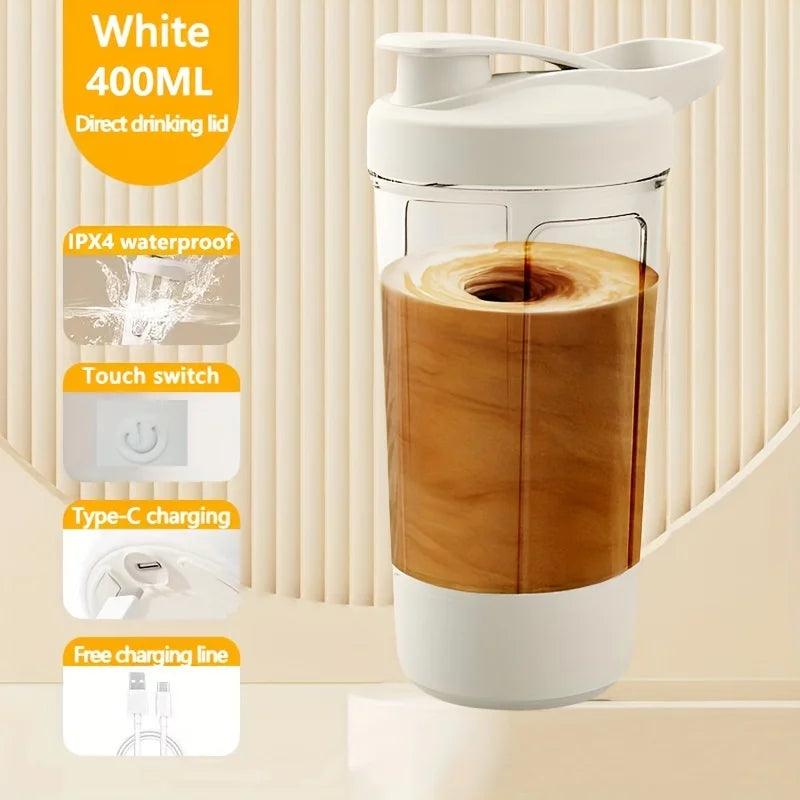13.53 Oz Portable Electric Self-Stirring Cup USB Bottle White-3