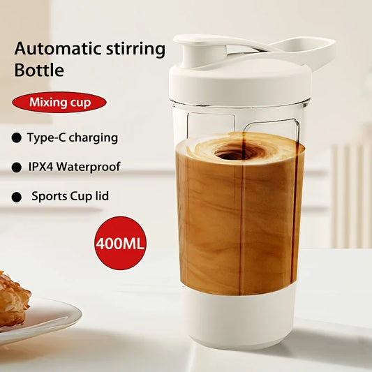 13.53 Oz Portable Electric Self-Stirring Cup USB Bottle White-1